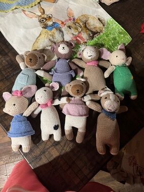 Handknit Plush Animal Bundle - Pastel Colors